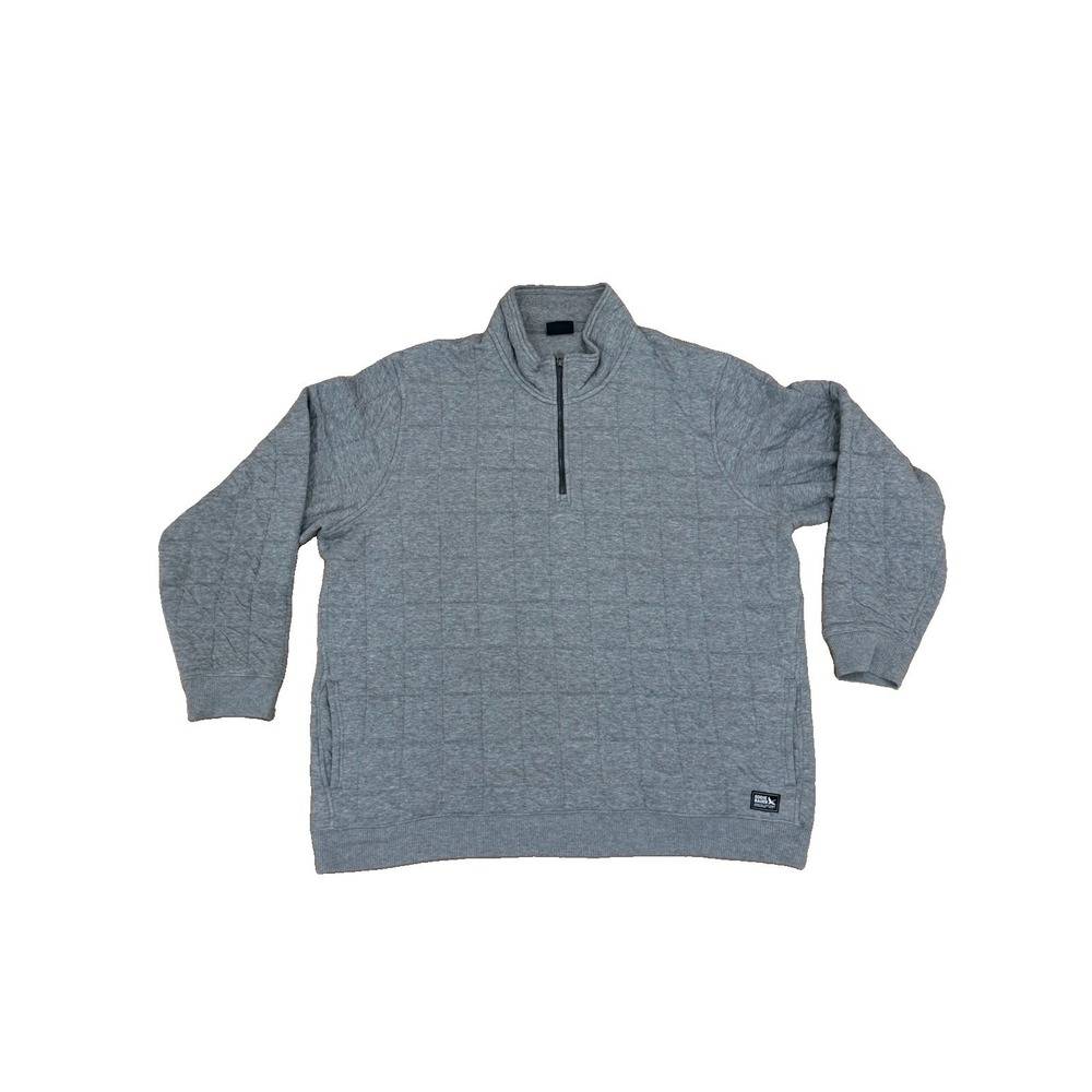Eddie Bauer Men's 3XL Gray Quilted 1/4 Zip Pullover Sweatshirt Mock Neck